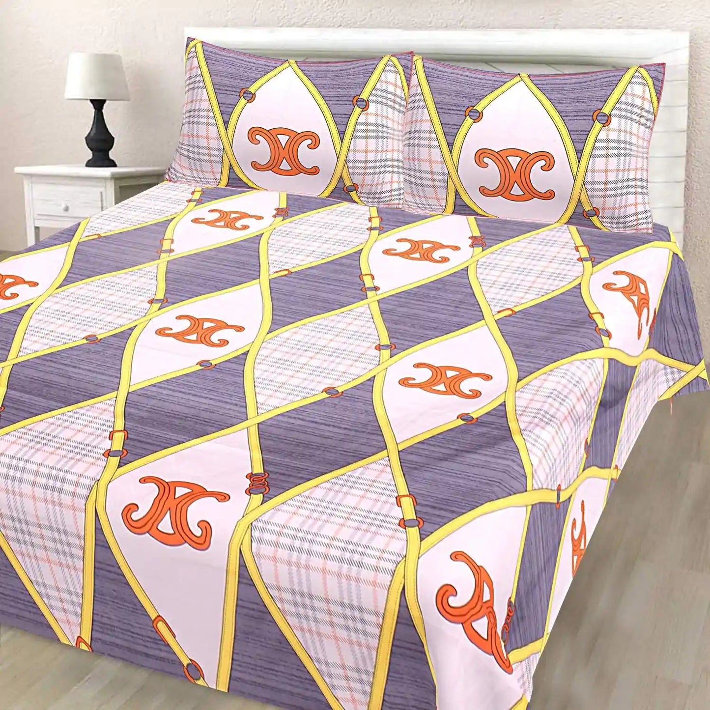 Roman Checks Double Bed Bedsheet