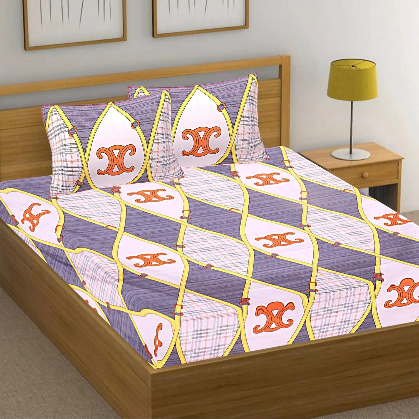 Roman Checks Double Bed Bedsheet