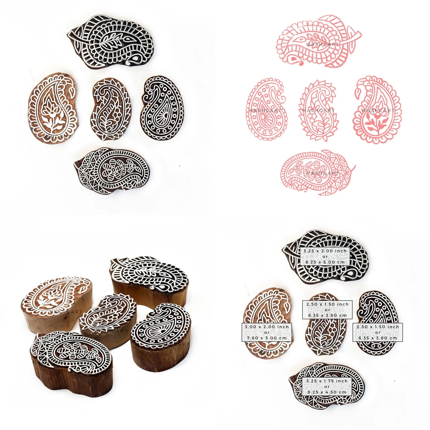 Paisley Design Wooden Printing Stamps