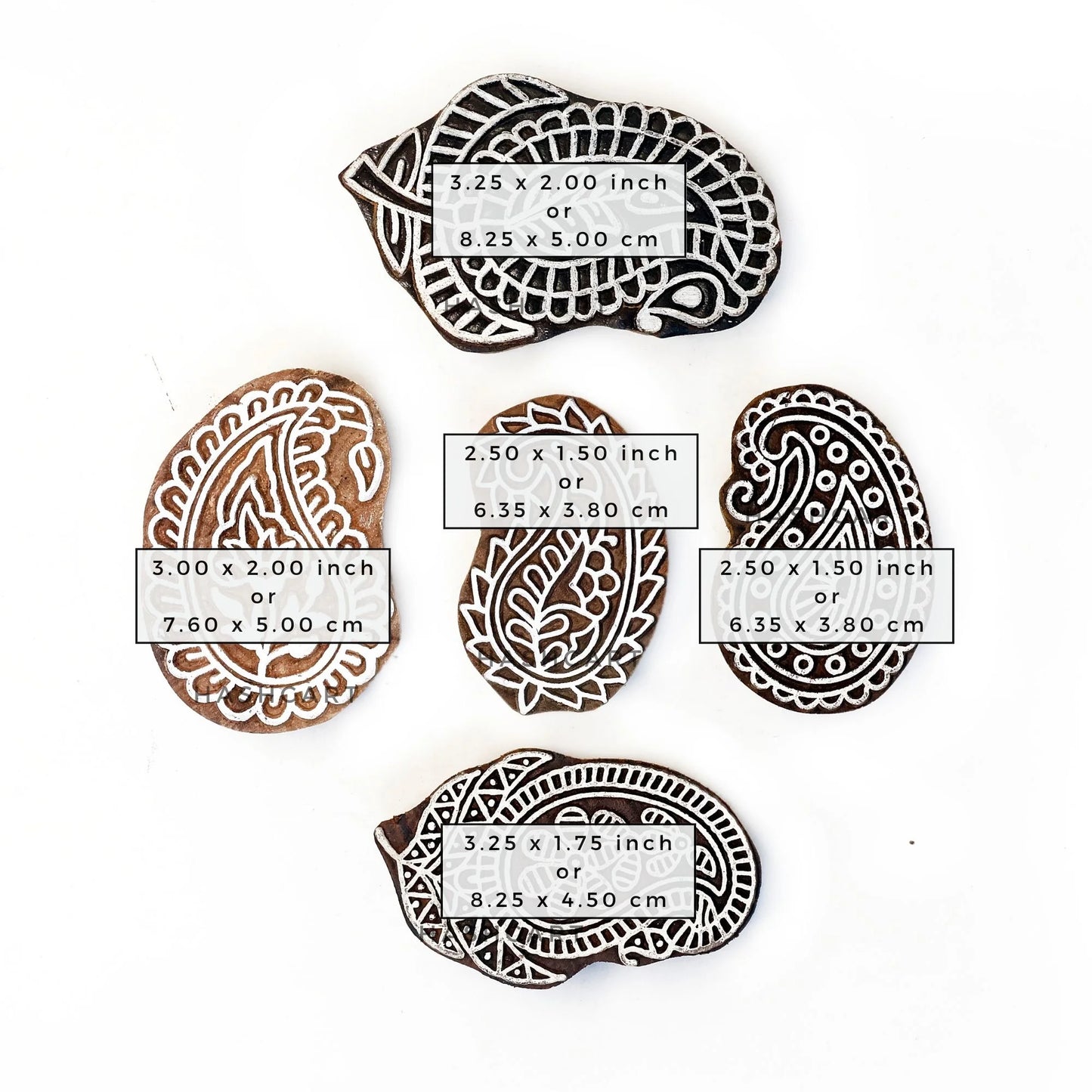 Paisley Design Wooden Printing Stamps