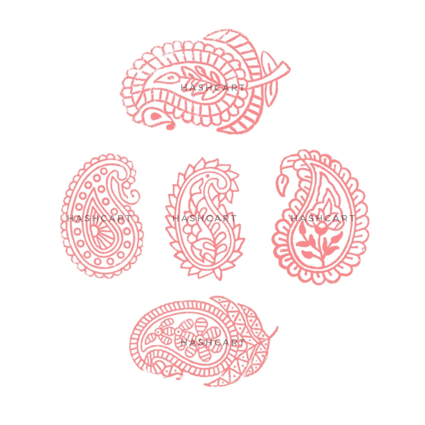 Paisley Design Wooden Printing Stamps
