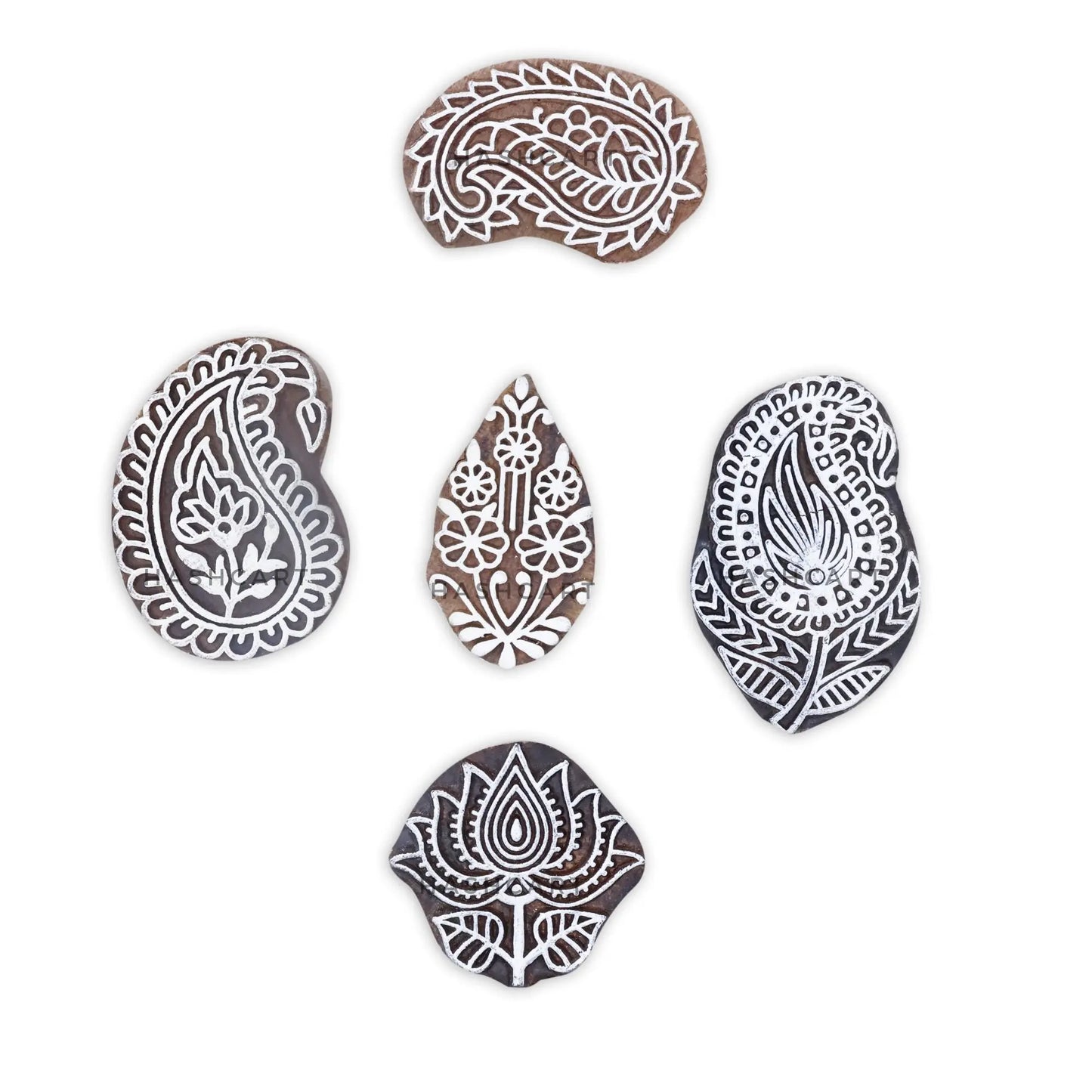 Printing Blocks of Wood Paisley Designs