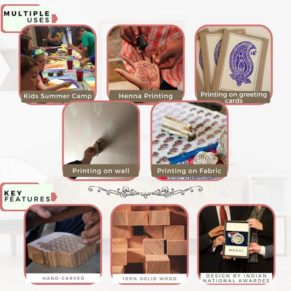 Wooden Printing Blocks for Crafting on Fabric