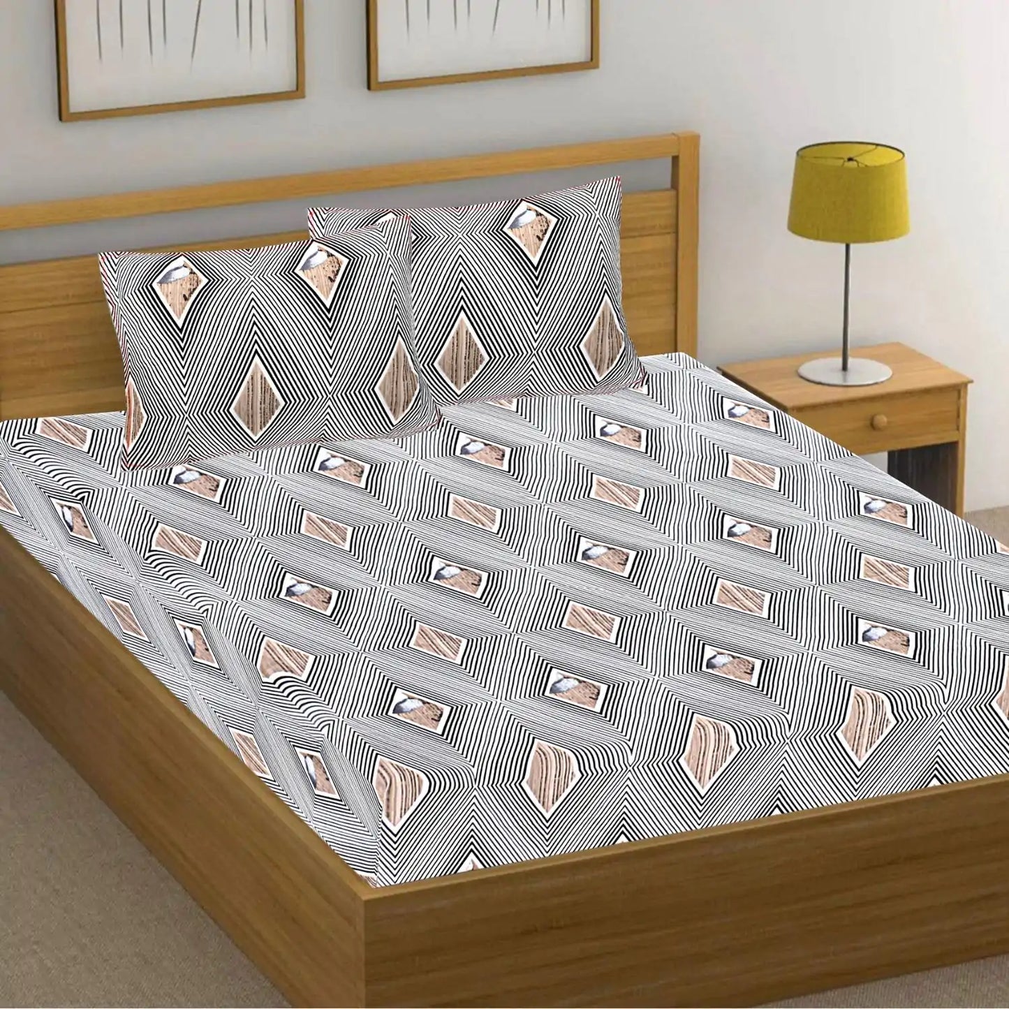 Diamond Stripes Double Bed Bedsheet