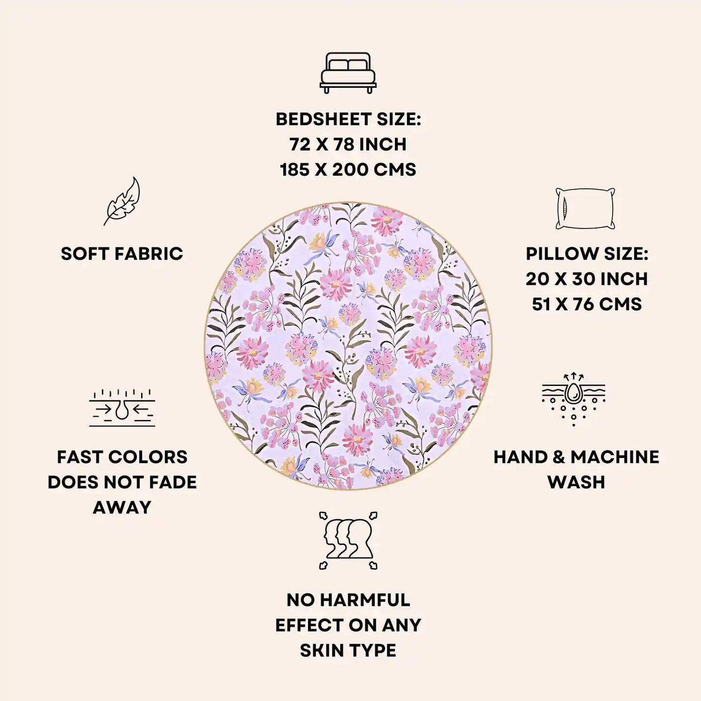 Pink Liliy Fitted Double Bed Bedsheet
