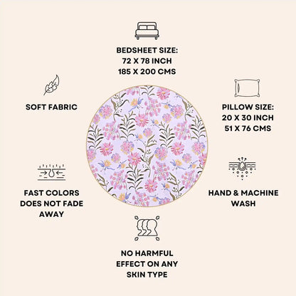 Pink Liliy Fitted Double Bed Bedsheet