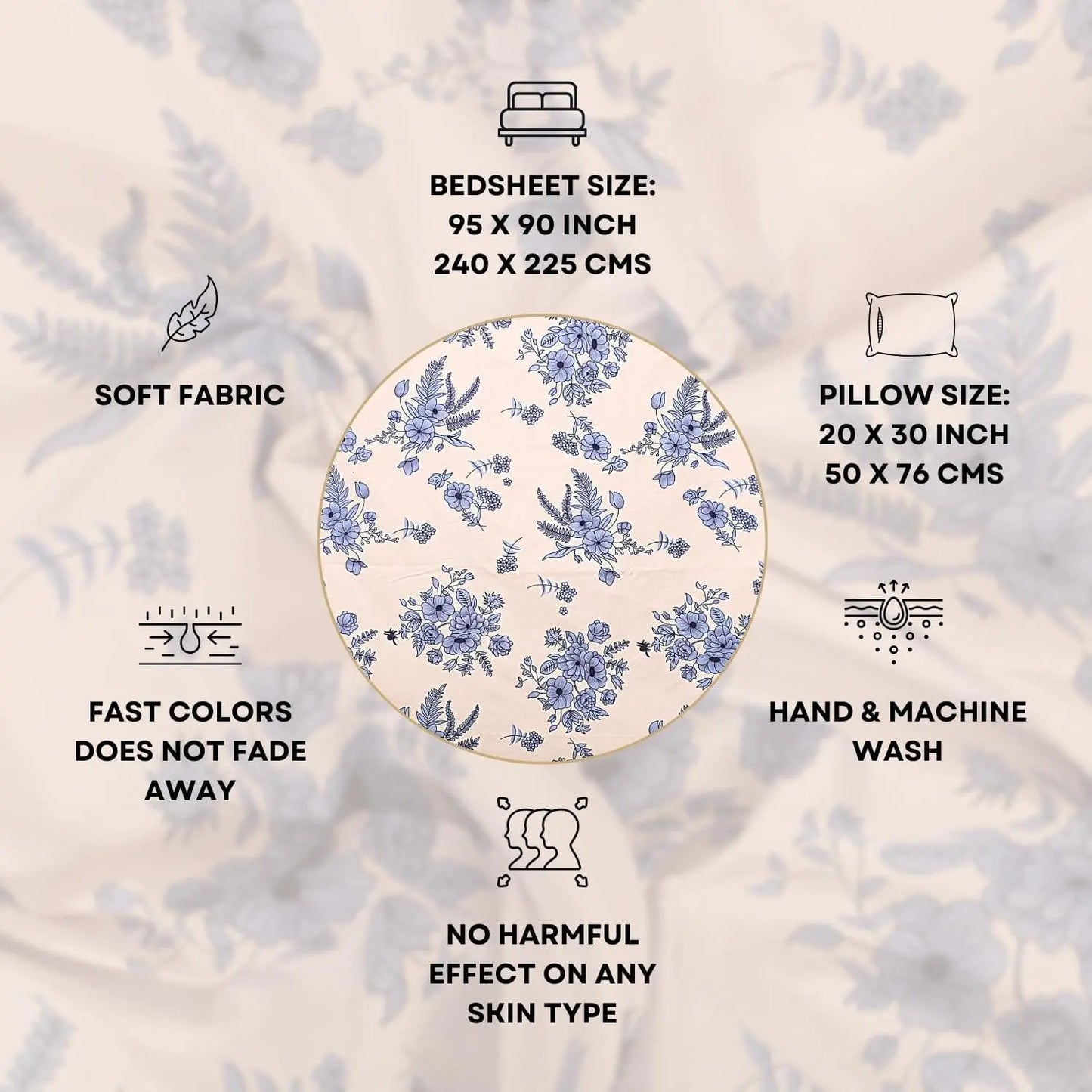Feathered Petals Double Bed Bedsheet