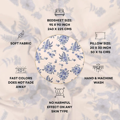 Feathered Petals Double Bed Bedsheet