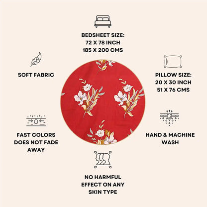 Red Plumash Fitted Bed Bedsheet