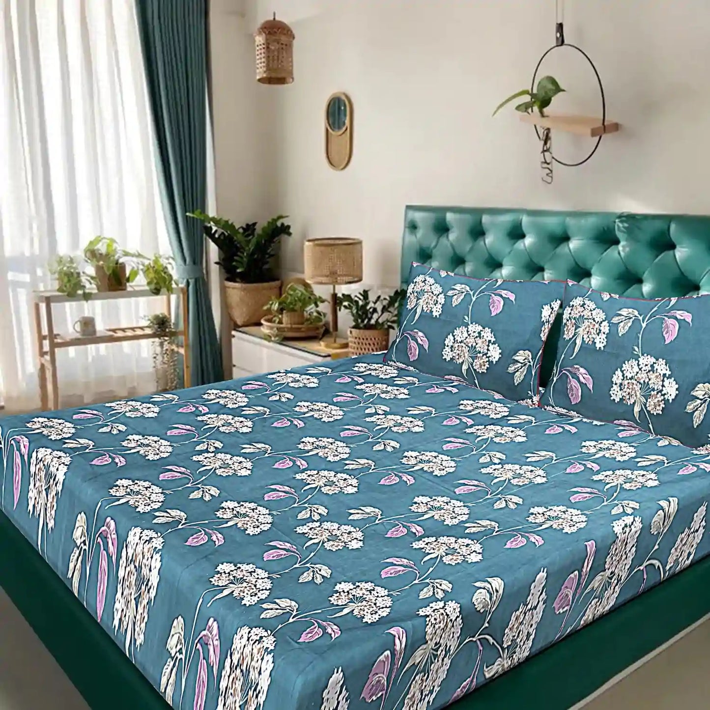 Truly Turquoise Double Bed Bedsheet