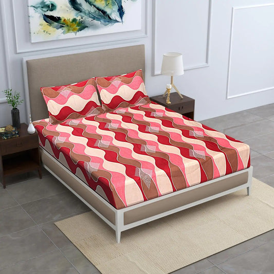 Vivid Waves Glace Cotton Fitted Bedsheet