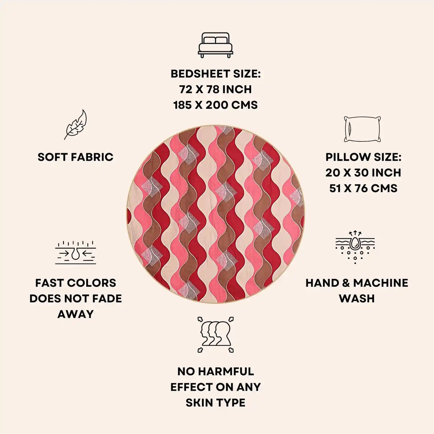 Vivid Waves Glace Cotton Fitted Bedsheet