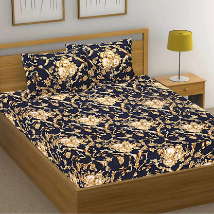 Mahek Double Bed Bedsheet - Black