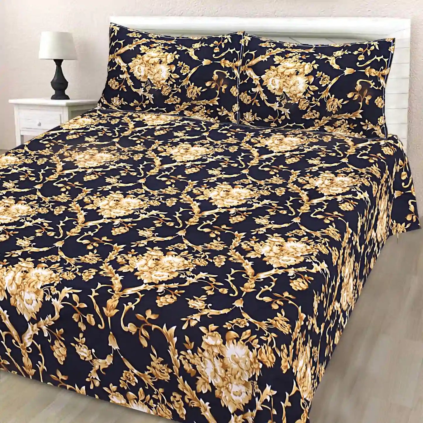 Mahek Double Bed Bedsheet - Black