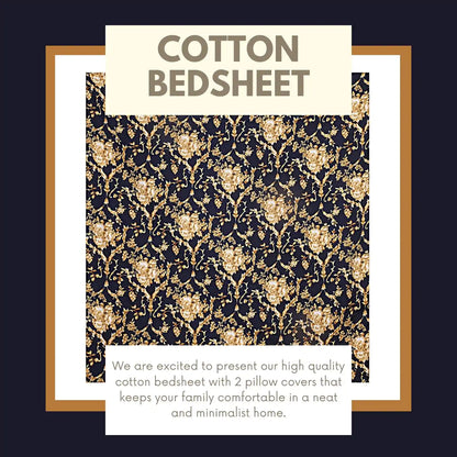 Mahek Double Bed Bedsheet - Black