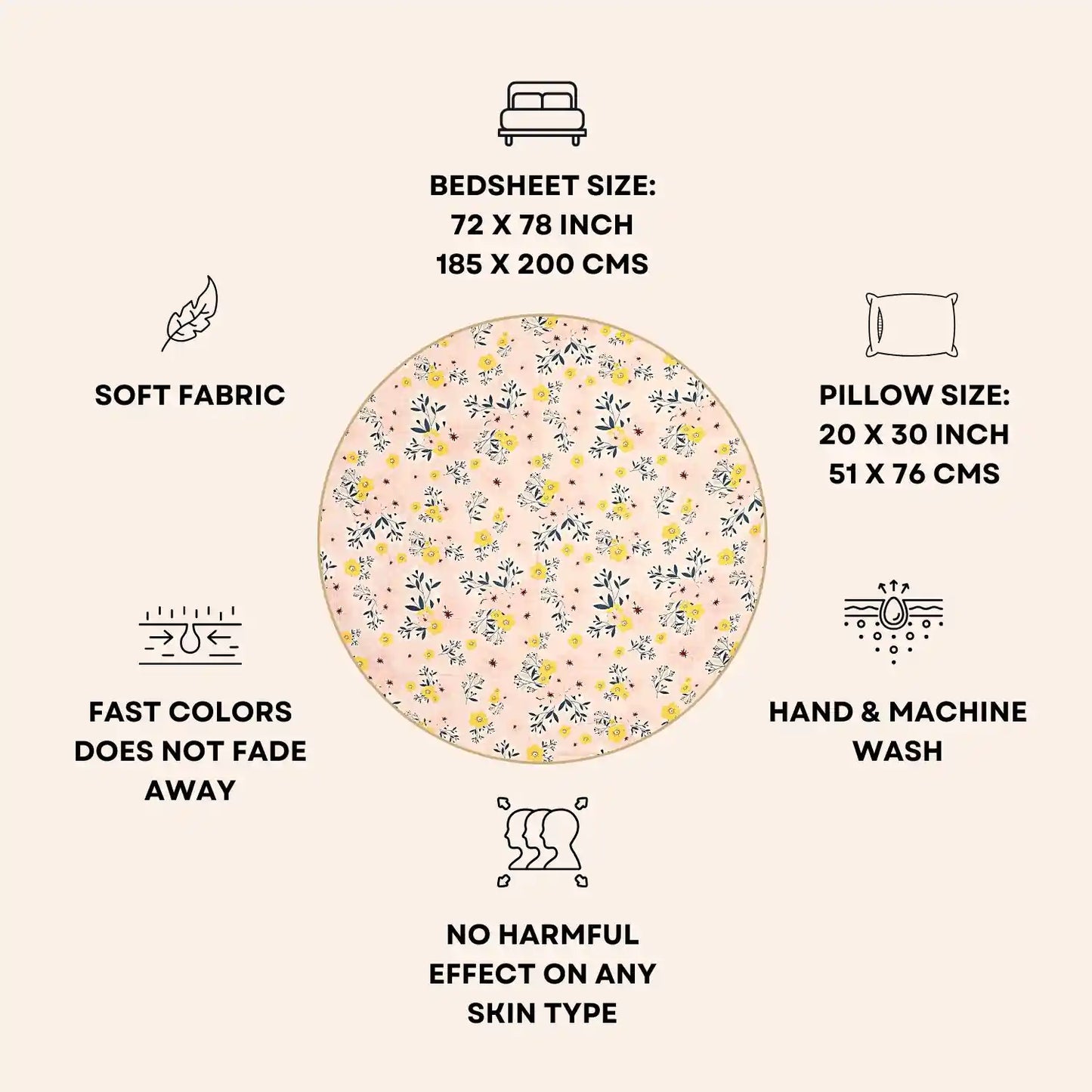 Peaches Fitted Glace Cotton Bedsheet