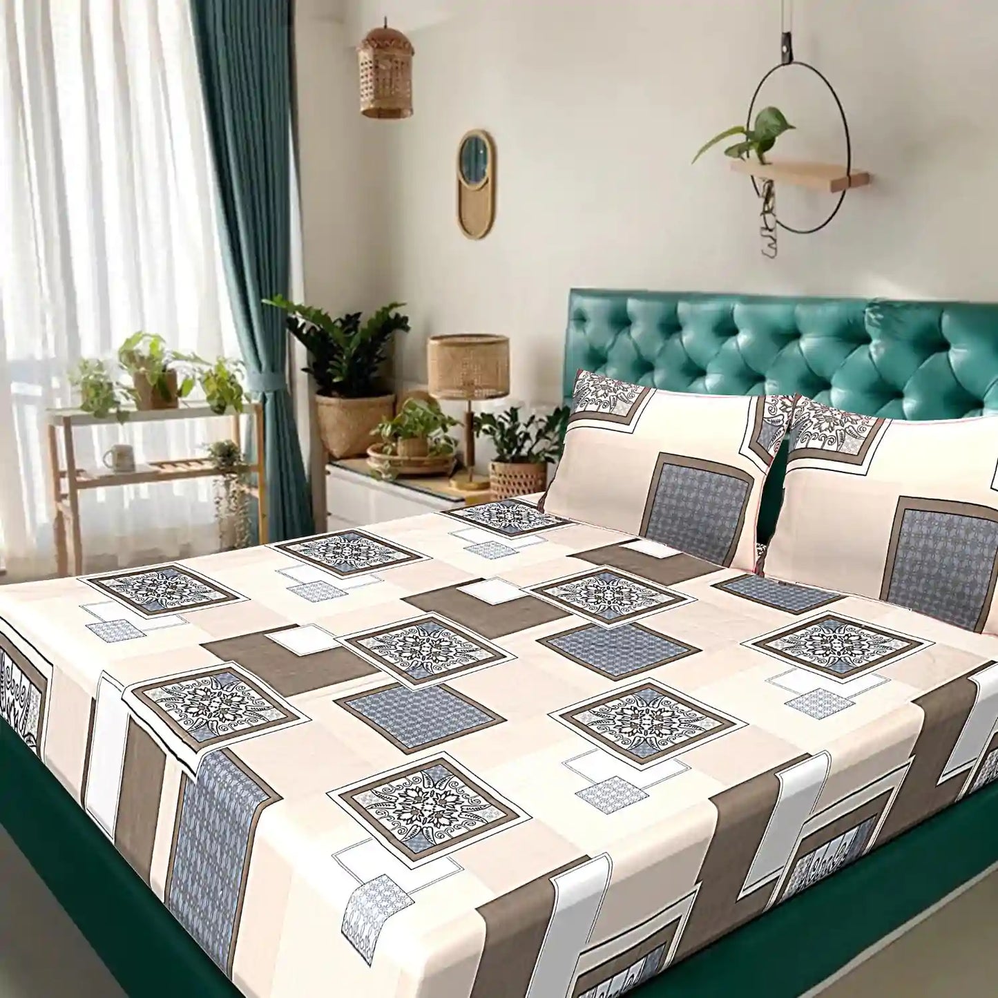 Chaen Checkered Double Bed Bedsheet