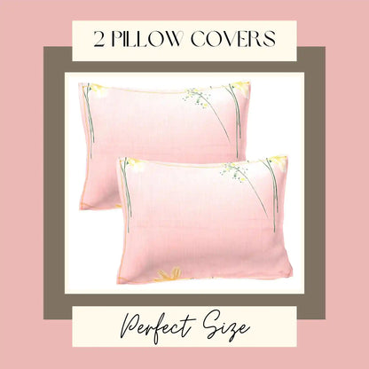 Light Orange Floral Fitted Bedsheet