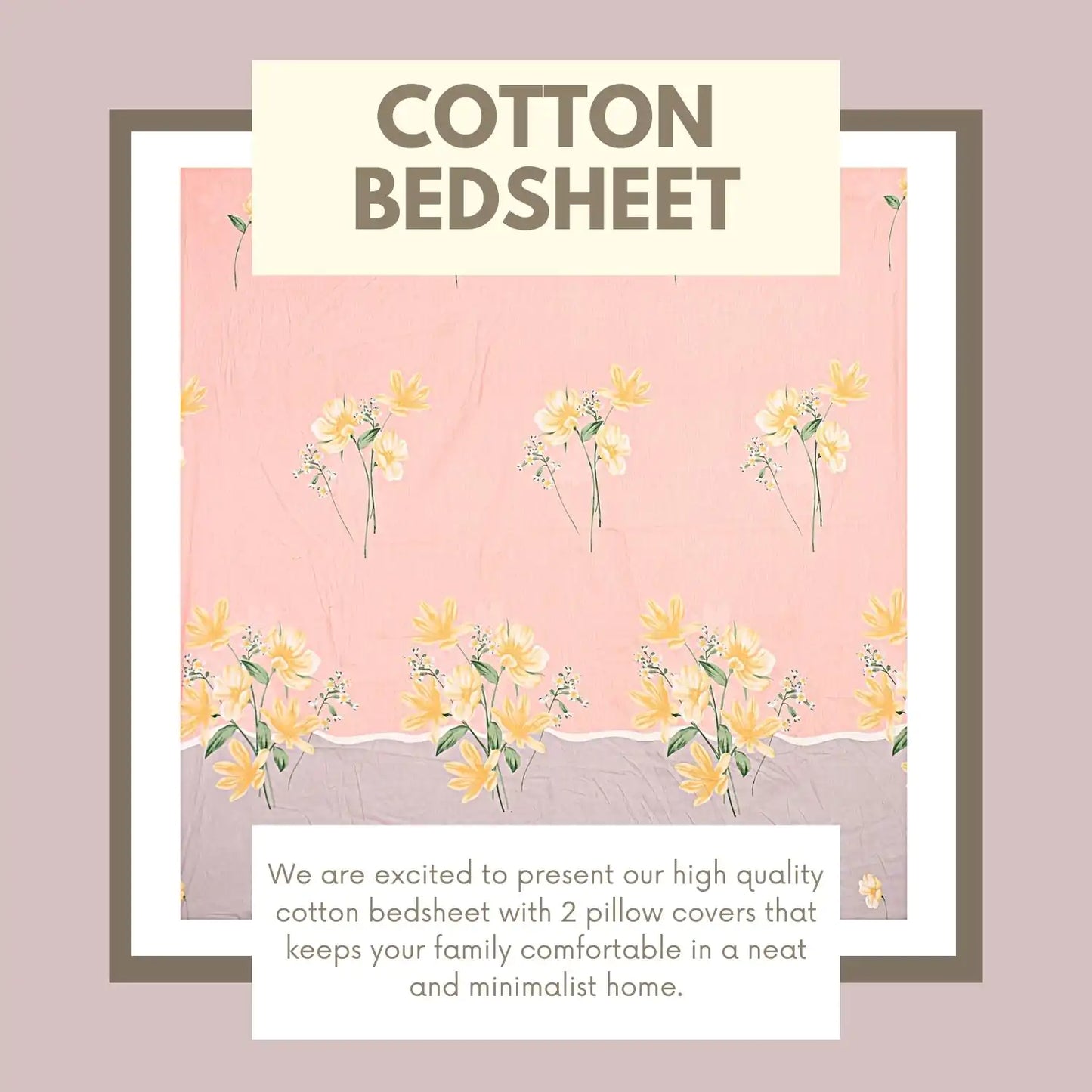 Light Orange Floral Fitted Bedsheet