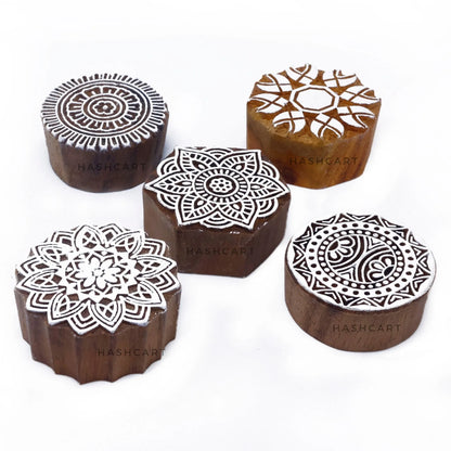 Mandala and Round Wooden Printing Blocks