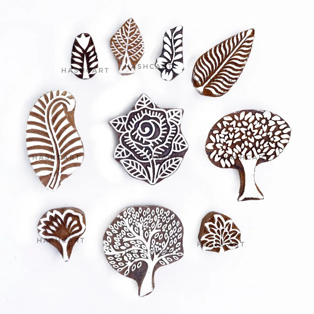 Trees & Leaves Wooden Printing Blocks