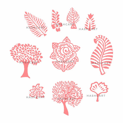 Trees & Leaves Wooden Printing Blocks