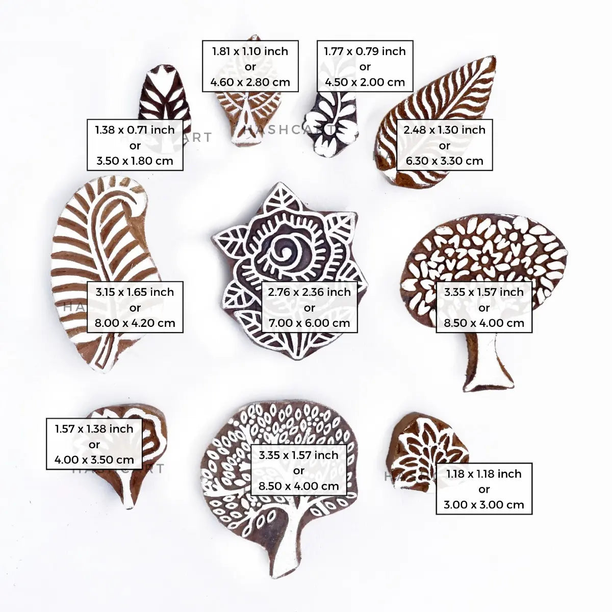 Trees & Leaves Wooden Printing Blocks