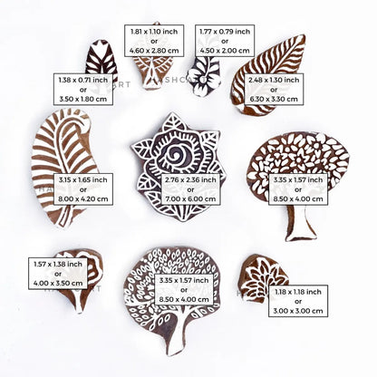 Trees & Leaves Wooden Printing Blocks