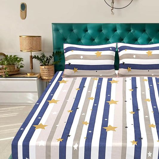 Starry Stripes Double Bed Bedsheet