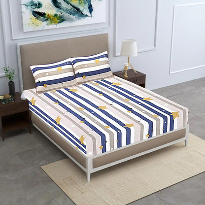Starry Stripes Double Bed Bedsheet