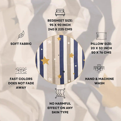 Starry Stripes Double Bed Bedsheet