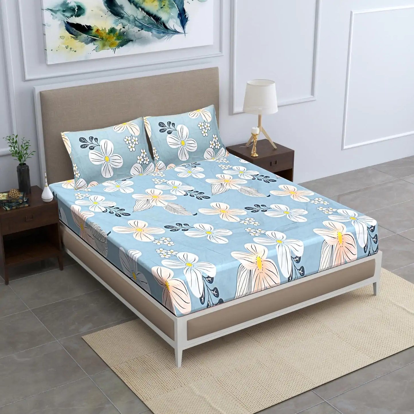 Riri Floral Printed Fitted Bedsheet