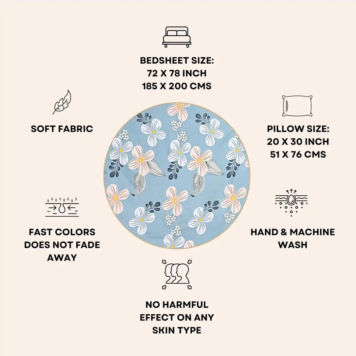 Riri Floral Printed Fitted Bedsheet