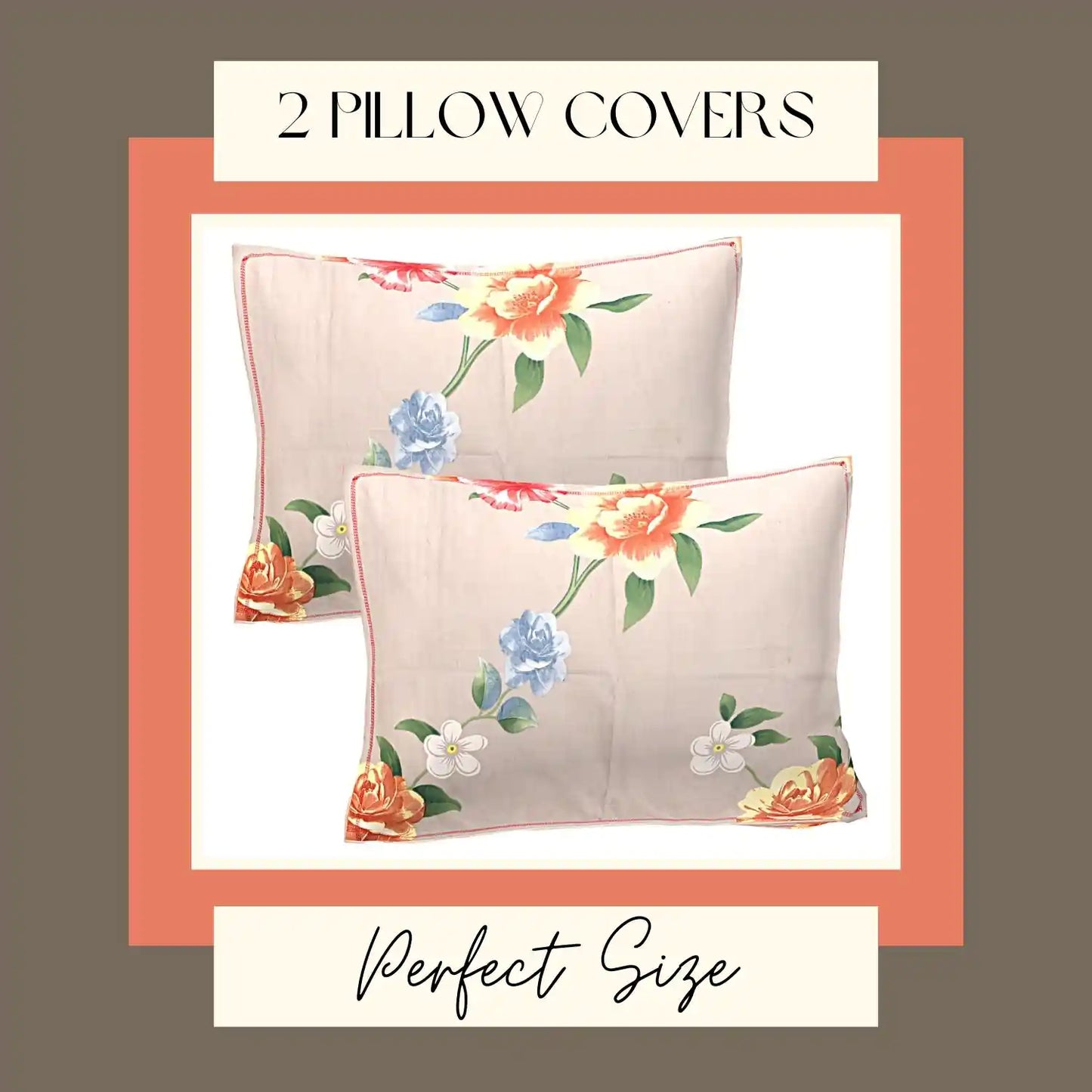 Emily Printed Fitted Queen Size Bedsheet