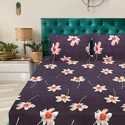 White Sunflower Double Bed Bedsheet