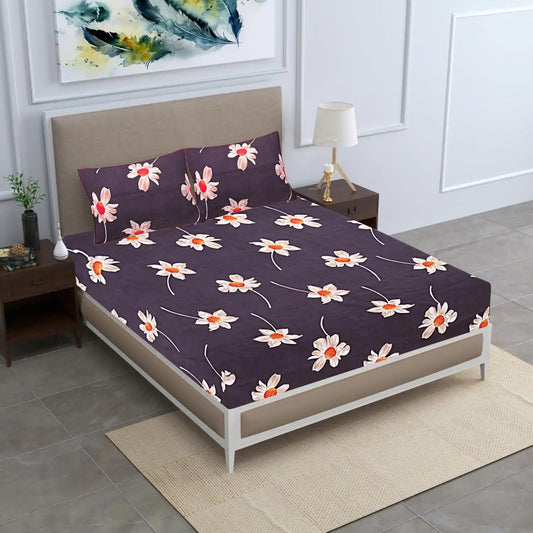 White Sunflower Double Bed Bedsheet