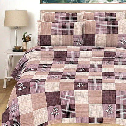 Striped Checks Double Bed Bedsheet