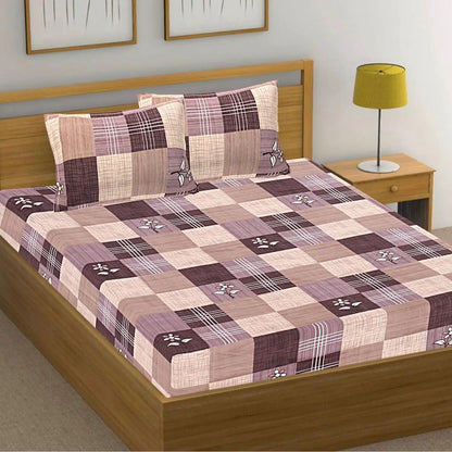 Striped Checks Double Bed Bedsheet