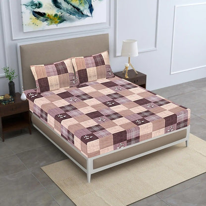 Striped Checks Double Bed Bedsheet