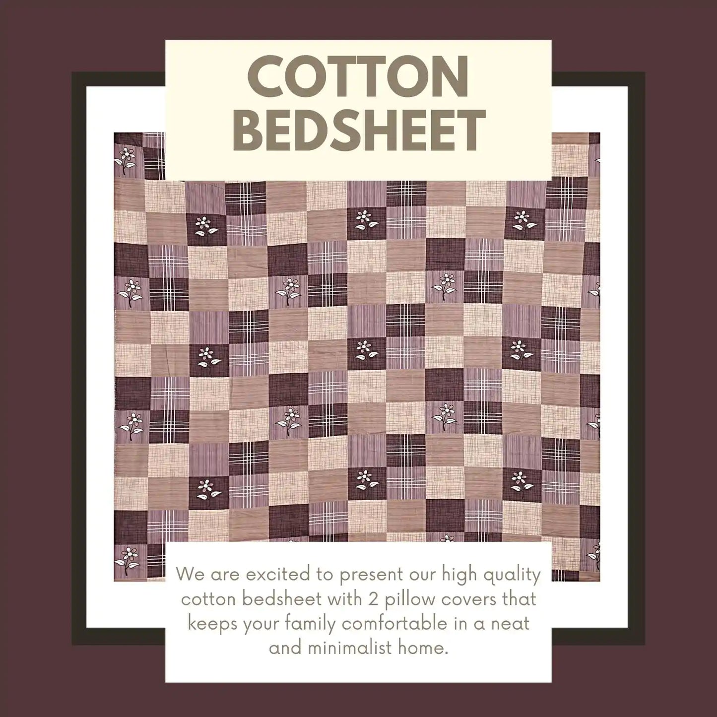 Striped Checks Double Bed Bedsheet