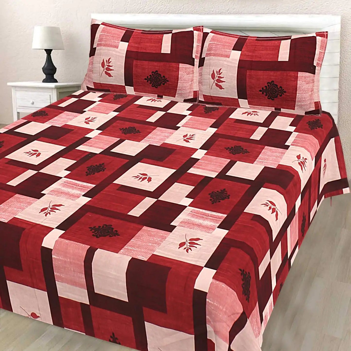 Abira Checkered Double Bed Bedsheet