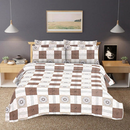 Checkered Frames Double Bed Bedsheet