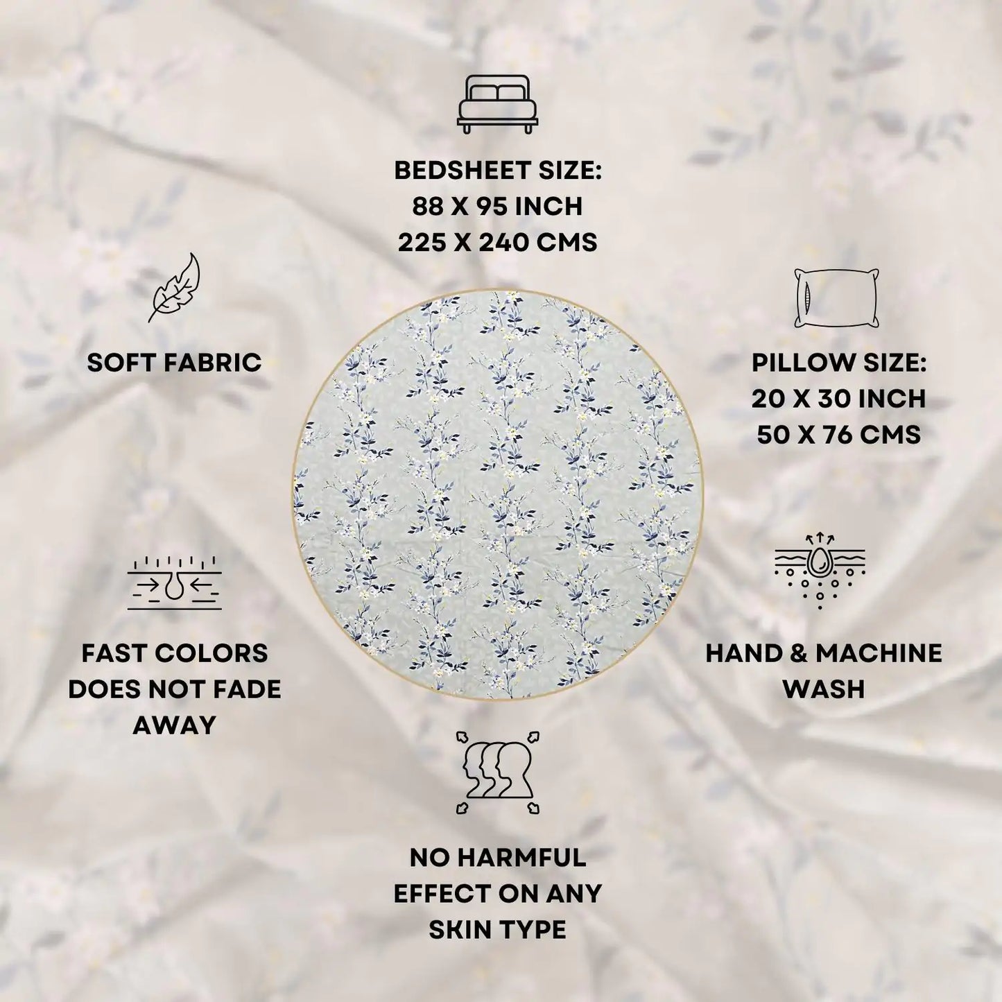 Scattered Blooms Double Bed Bedsheet