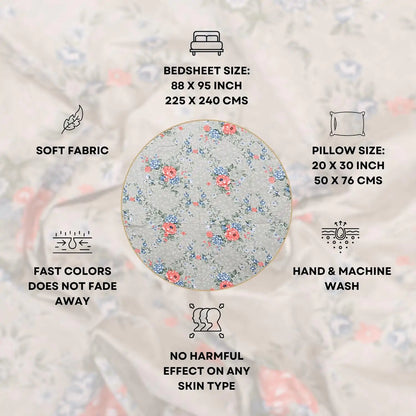 Flowery Grace Double Bed Bedsheet