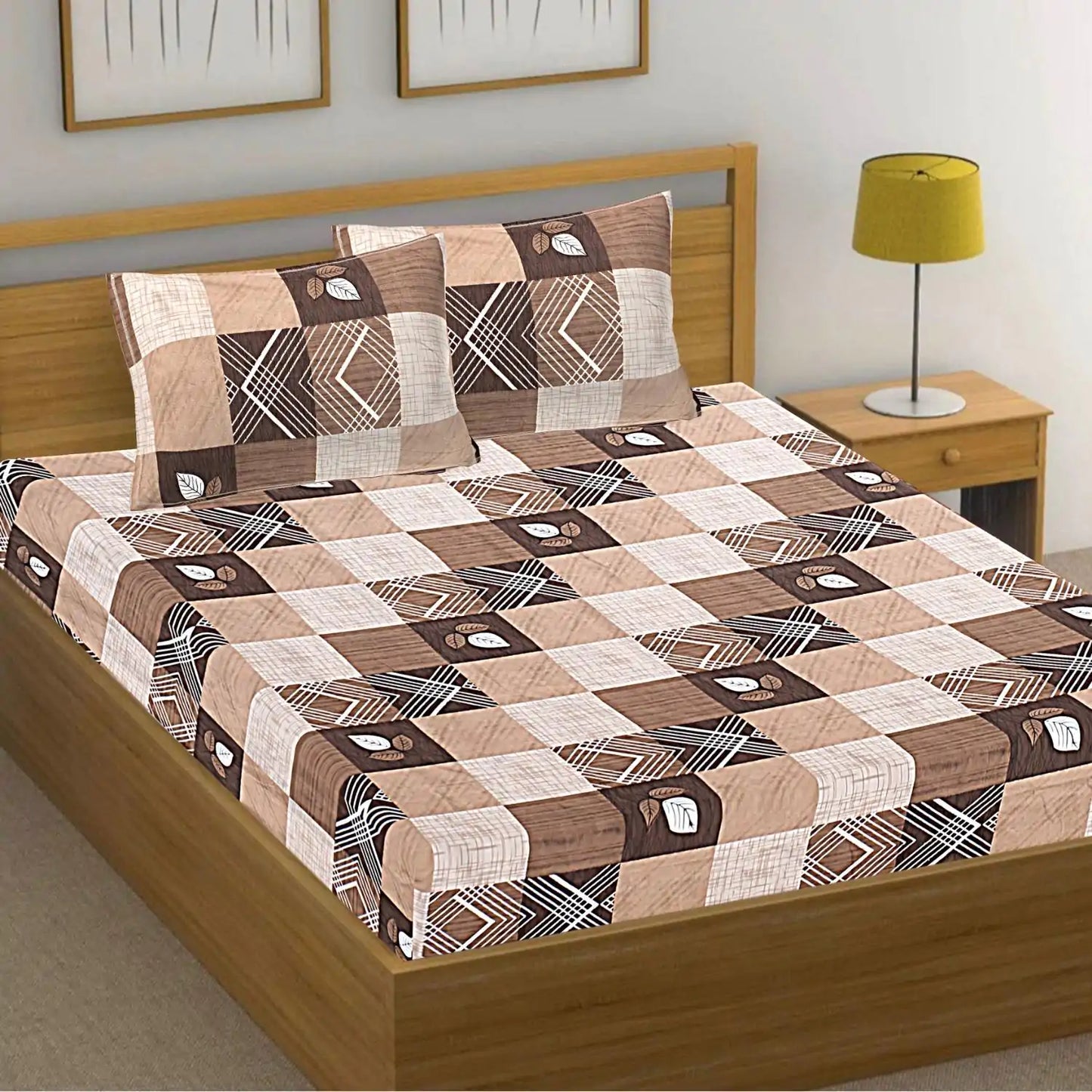 Cross Striped Checks Double Bed Bedsheet