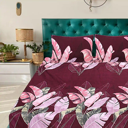 Big Leaves Double Bed Bedsheet