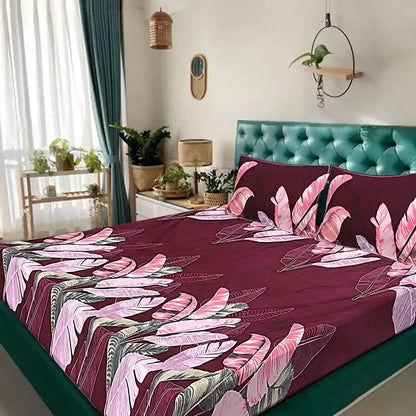 Big Leaves Double Bed Bedsheet