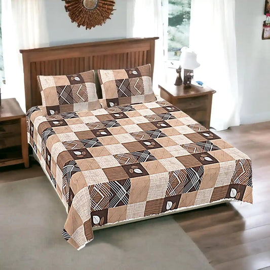 Cross Striped Checks Double Bed Bedsheet