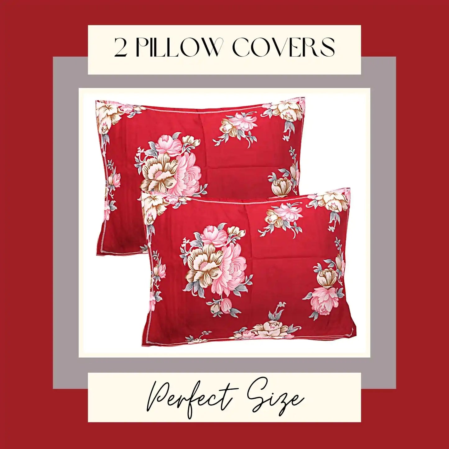 Red Zuri Printed Fitted Bedsheet
