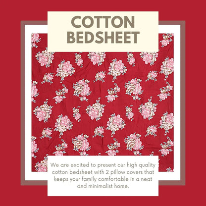 Red Zuri Printed Fitted Bedsheet